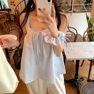 Square Collar Lace Tops