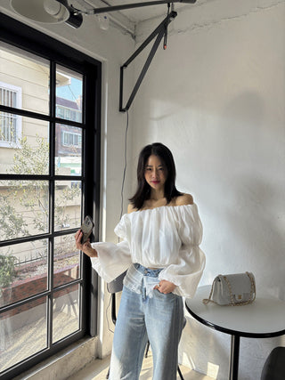Off-Shoulder Lantern Sleeve Tops