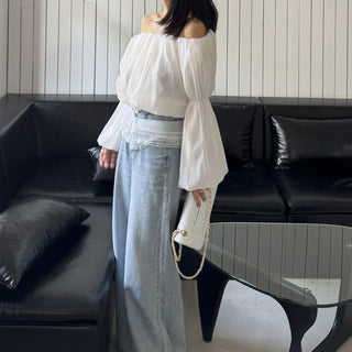 Off-Shoulder Lantern Sleeve Tops