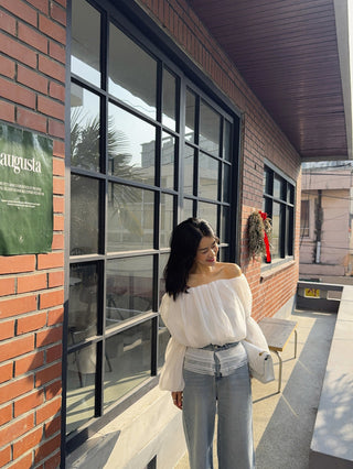 Off-Shoulder Lantern Sleeve Tops