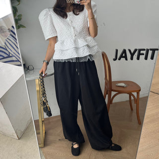 Doll Round Neck Puff Sleeve Tops