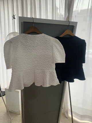 Doll Round Neck Puff Sleeve Tops