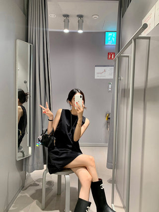 Sleeveless Round Neck Tops Dress