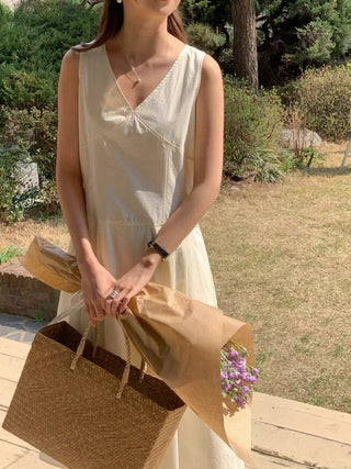 V-Neck Sleeveless Tops Dress