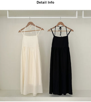 Double Strap Backless Pleated Dress