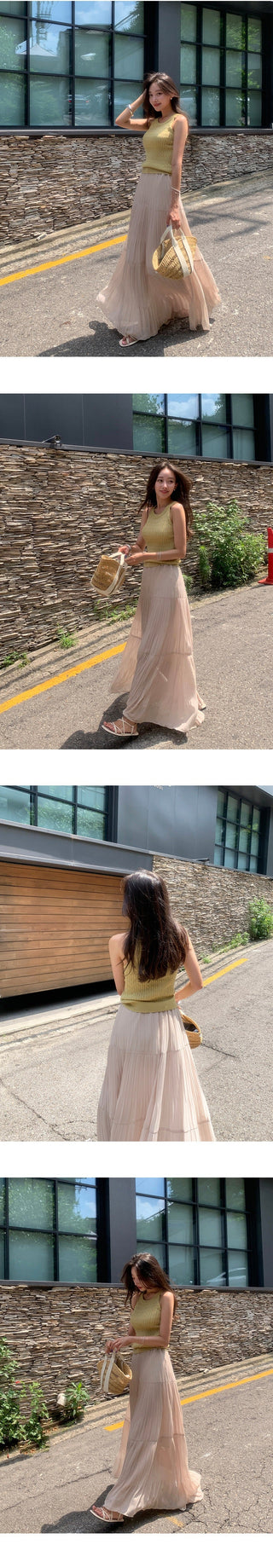 High Waist Pleated Umbrella Skirt