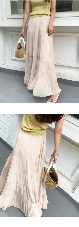 High Waist Pleated Umbrella Skirt