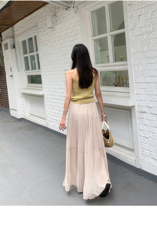 High Waist Pleated Umbrella Skirt