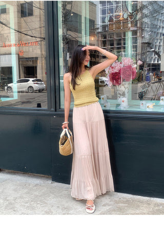 High Waist Pleated Umbrella Skirt