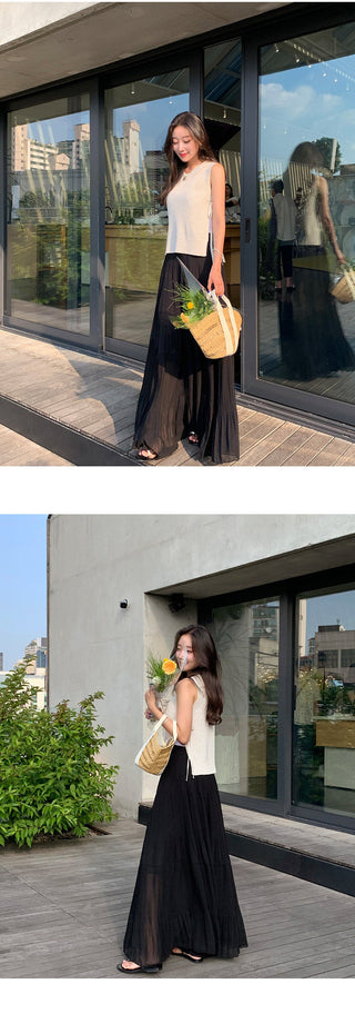 High Waist Pleated Umbrella Skirt