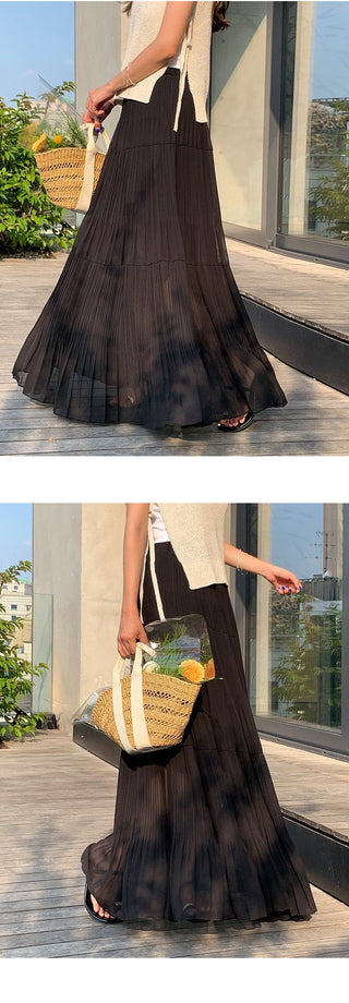 High Waist Pleated Umbrella Skirt
