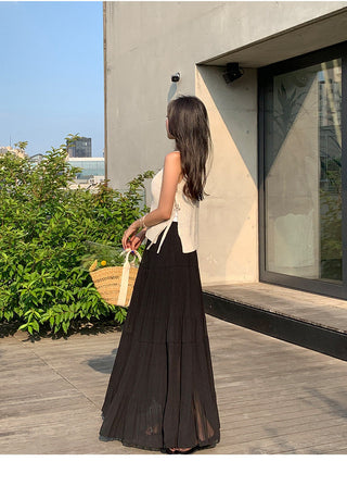 High Waist Pleated Umbrella Skirt