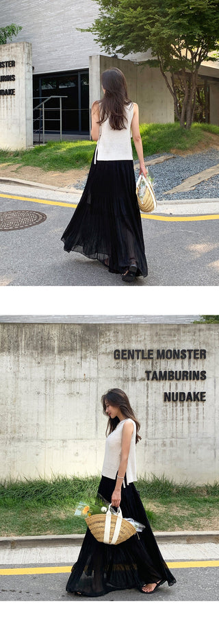 High Waist Pleated Umbrella Skirt