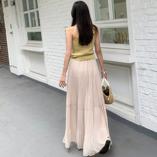 High Waist Pleated Umbrella Skirt