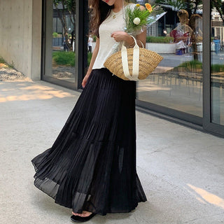 High Waist Pleated Umbrella Skirt