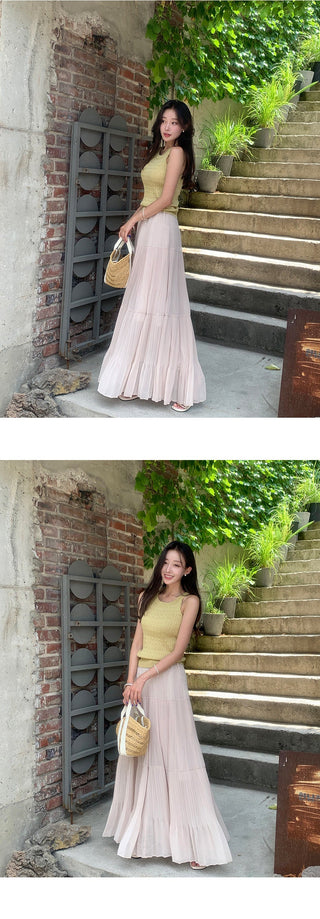 High Waist Pleated Umbrella Skirt