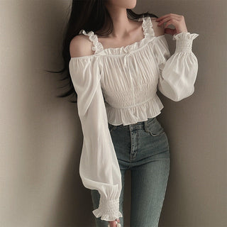 Square Collar Off-Shoulder Shirt