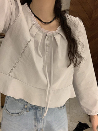 Lace Collar Puff Sleeve Shirt