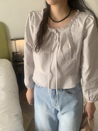 Lace Collar Puff Sleeve Shirt