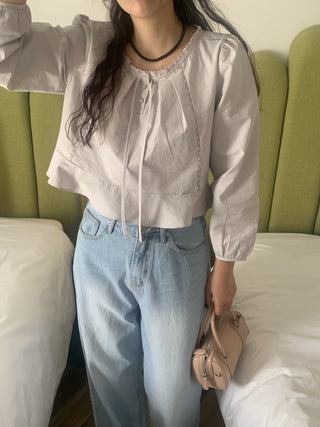 Lace Collar Puff Sleeve Shirt