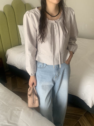 Lace Collar Puff Sleeve Shirt