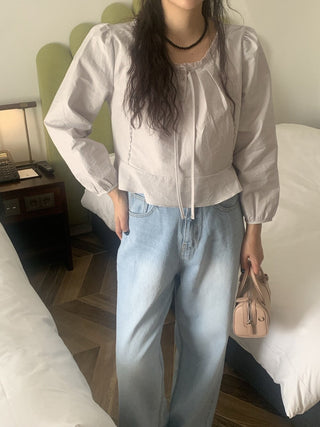 Lace Collar Puff Sleeve Shirt