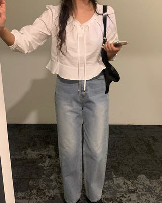 Lace Collar Puff Sleeve Shirt