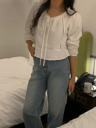 Lace Collar Puff Sleeve Shirt