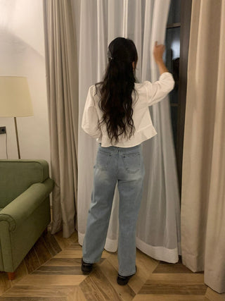 Lace Collar Puff Sleeve Shirt