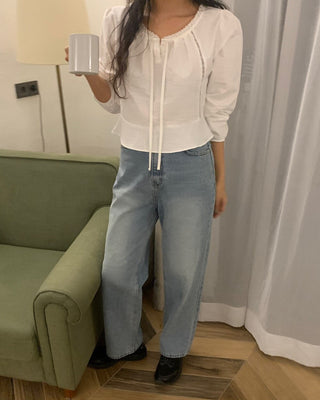 Lace Collar Puff Sleeve Shirt