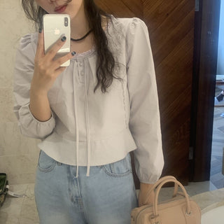 Lace Collar Puff Sleeve Shirt