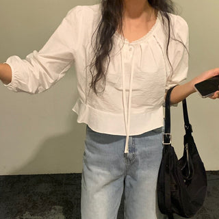 Lace Collar Puff Sleeve Shirt