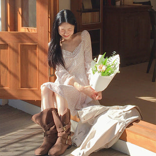 V-Neck Floral Slim Dress