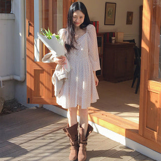 V-Neck Floral Slim Dress