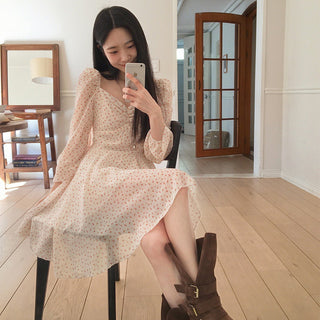 V-Neck Floral Slim Dress