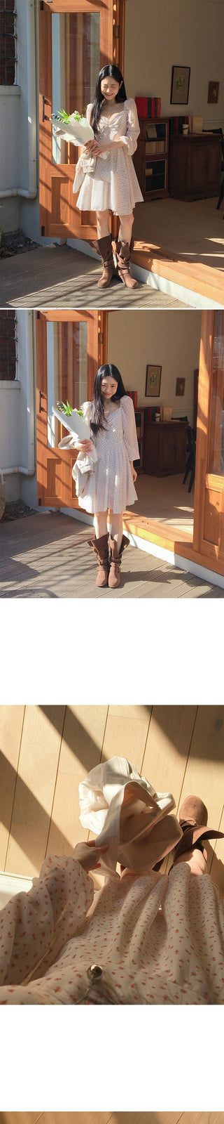 V-Neck Floral Slim Dress