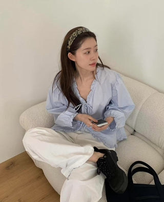 Romantic Lace-Up Shirt