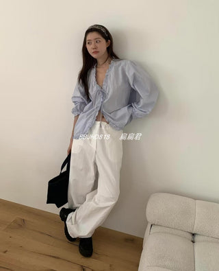 Romantic Lace-Up Shirt