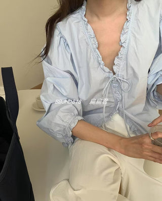 Romantic Lace-Up Shirt