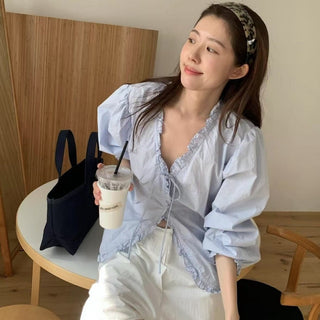 Romantic Lace-Up Shirt