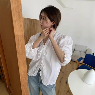 Romantic Lace-Up Shirt