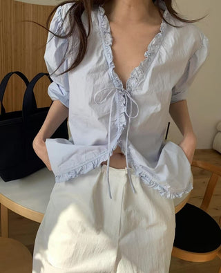 Romantic Lace-Up Shirt