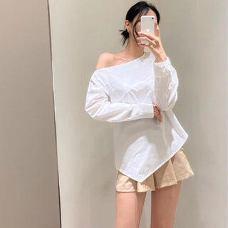 Oblique Shoulder Wide Leg Skirt