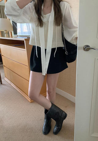 Scarf Collar Long Sleeve Shirt