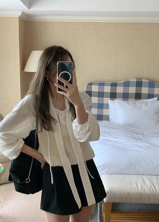 Scarf Collar Long Sleeve Shirt