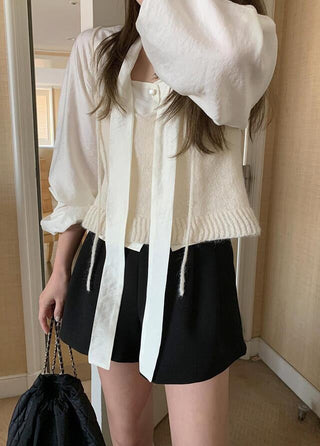 Scarf Collar Long Sleeve Shirt