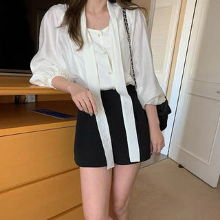 Scarf Collar Long Sleeve Shirt