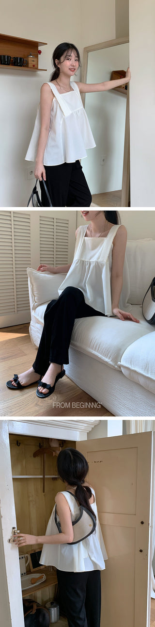 Lace Stitching Ribbon Tops