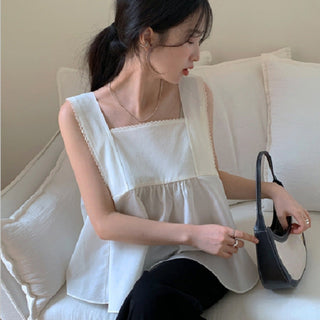 Lace Stitching Ribbon Tops