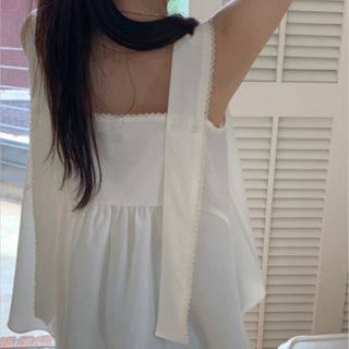 Lace Stitching Ribbon Tops